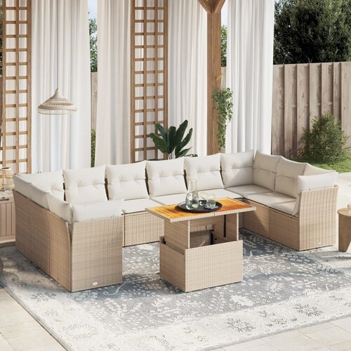 vidaXL 11-dijelni set vrtnih sofa od poliratana s jastucima bež Cijene