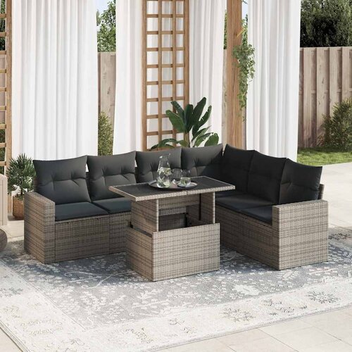 vidaXL 7-dijelni set vrtnih sofa sivi od poliratana Cijene