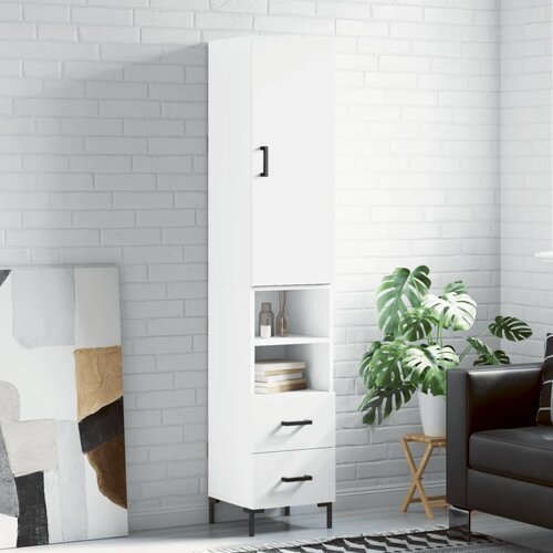 vidaXL Visoka omara bela 34,5x34x180 cm inženirski les Cene