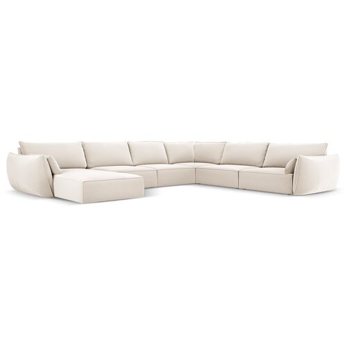 Mazzini Sofas Bež bar&amp;scaron;unasti kutna garnitura (s desnim kutom/u obliku slova &amp;quot;U&amp;quot;) Vanda &amp;ndash; Slike