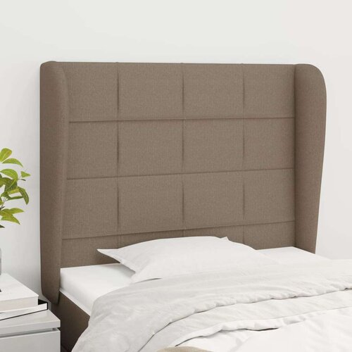  Vzglavje z u&amp;scaron;esi taupe 103x23x118/128 cm blago, (20952837) Slike