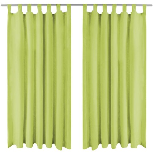 vidaXL Mikro Satenske Zavjese 2 kom s Tregerima 140x175 cm Zelene Cijene