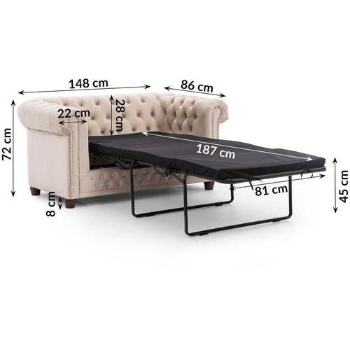 Ropez Bež bar&amp;scaron;unasti sklopiva sofa 148 cm York Blik &amp;ndash; Slike