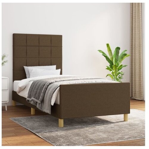  Posteljni okvir z vzglavjem temno rjav 100x200 cm blago Cene