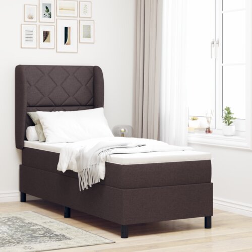 LEŽAJ Box Spring postelja z vzmetnico - Temno rjava, 80x200 cm, Tkanina, (22052388) Cene