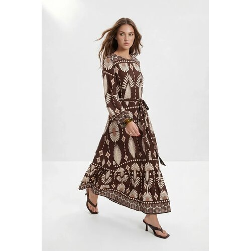 Trendyol Modest Ženska haljina Tctss26Eb00165, Smeđa Slike