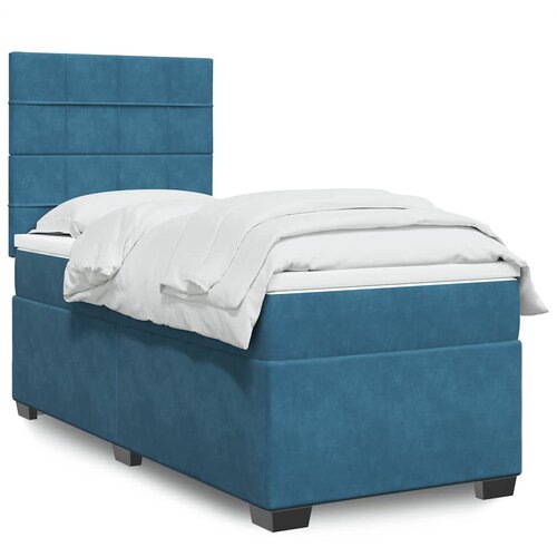 VidaXL Box spring krevet s madracem plavi 80 x 200 cm bar&amp;scaron;unasti Slike