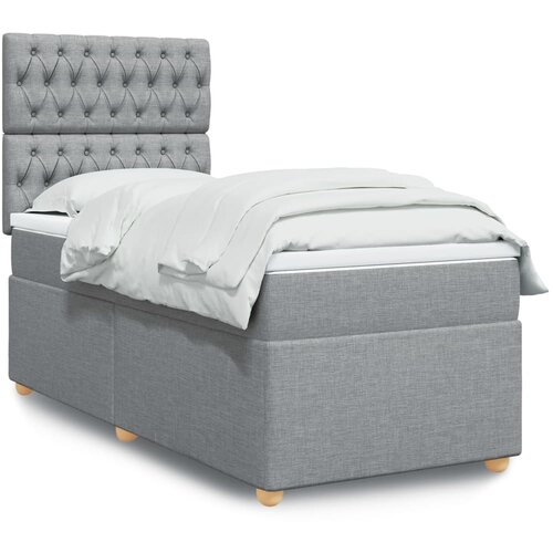 VidaXL Box spring krevet s madracem svjetlosivi 90x190 cm od tkanine Slike
