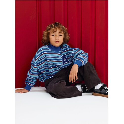 Sinsay Pamučna oversize majica crewneck s prugama Slike