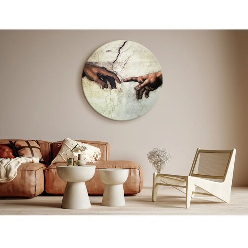  Okrugla slika - The Creation of Adam &ndash; hands from a fresco by Michelangelo 60x60 Cijene