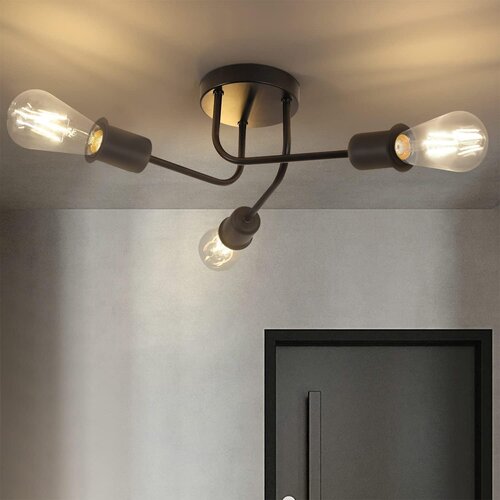 Nettlife Vintage stropna svetilka, retro črna, 3 lučke, industrijski E27, (22110668) Cene