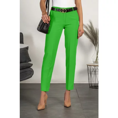 Fenzy elegantne dolge hlače z ravnimi hlačnicami tordina, svetlo zelene