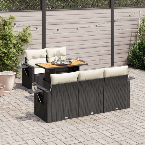 VidaXL 6-dijelni set vrtnih sofa s jastucima crni od poliratana Slike