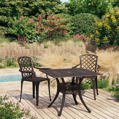 VidaXL 3-dijelni bistro set od lijevanog aluminija brončani Slike