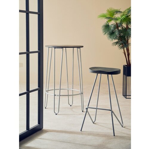 Premier Housewares Barska stolica od čvrstog brijesta u srebrnoj boji/u prirodnoj boji (visine sjedala 78 cm) District &amp;ndash; Slike