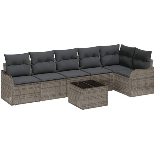  Sjedeća garnitura za vrt 7 kom. Crna poliratan Siva 287,5 x 122,5 x 69 cm Slike