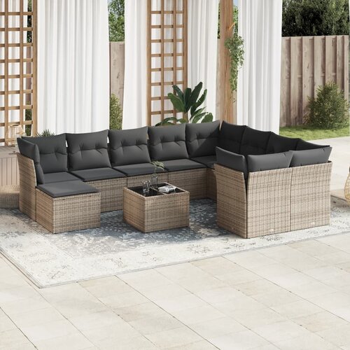 vidaXL 11-dijelni set vrtnih sofa od poliratana s jastucima sivi Cijene