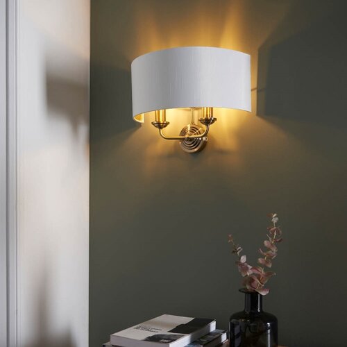  Endon 98937 - Zidna svetiljka HIGHCLERE 2xE14/40W/230V bela/mesing Slike
