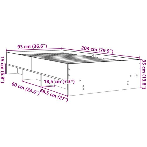 VidaXL Okvir kreveta boja betona 90x200 cm od konstruiranog drva Slike