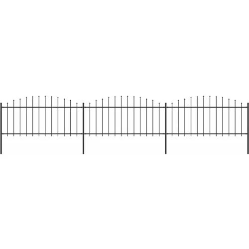 vidaXL vrtna ograja s koničastimi vrhovi jeklo (0,5-0,75)x5,1 m črna