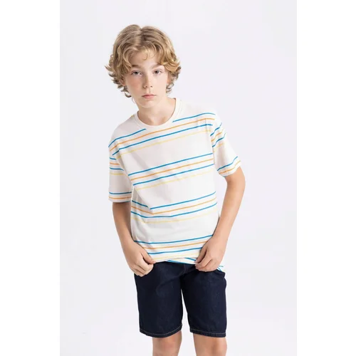 Defacto Boy's Crew Neck Striped Short Sleeve T-Shirt