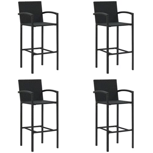  Barski stolčki 4 kosi črn poli ratan