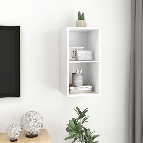  Zidni TV ormarić bijeli 37 x 37 x 72 cm od konstruiranog drva Slike