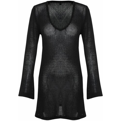 Trendyol Black*001 Plain Fitted Mini Knitwear 50% Cotton, 50% Acrylic Dress Cene