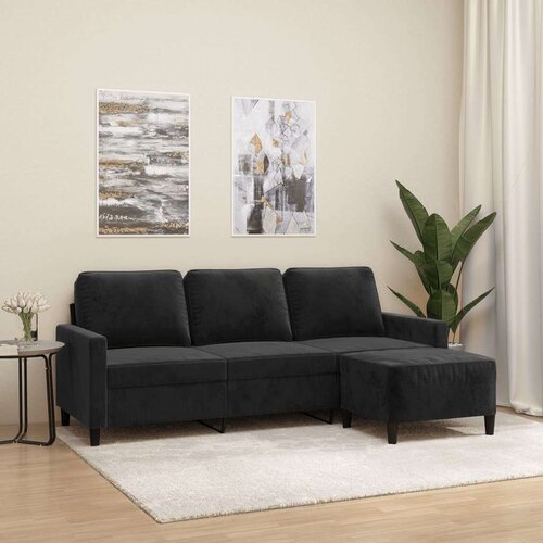  Trosed s stolčkom za noge črn 180 cm žamet Cene