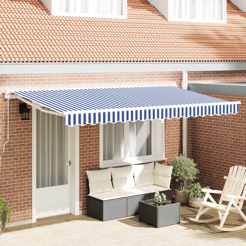 vidaXL Retraktilna tenda Modra in bela 400x200 cm Cene