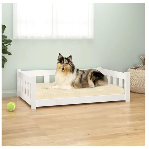  Pasja postelja bela 95,5x65,5x28 cm trdna borovina