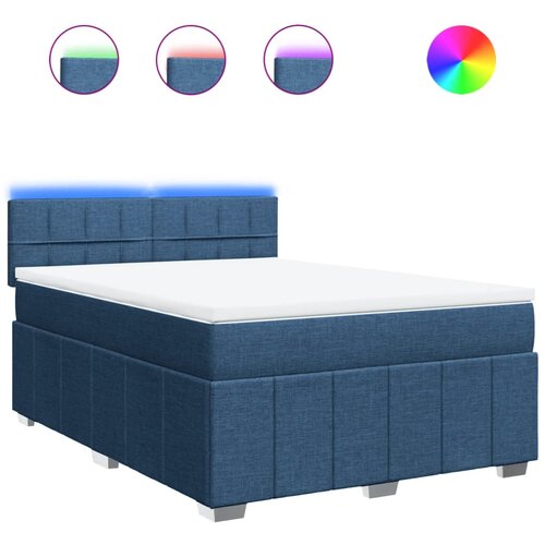 VidaXL Krevet s oprugama i madracem plavi 140x200 cm od tkanine Slike
