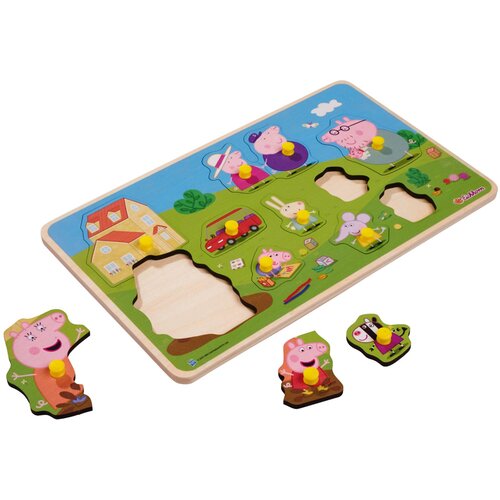 Simba Toys Eichhorn: Peppa prase drvena slagalica s ručkama za umetanje oblika, 13 dijelova Slike