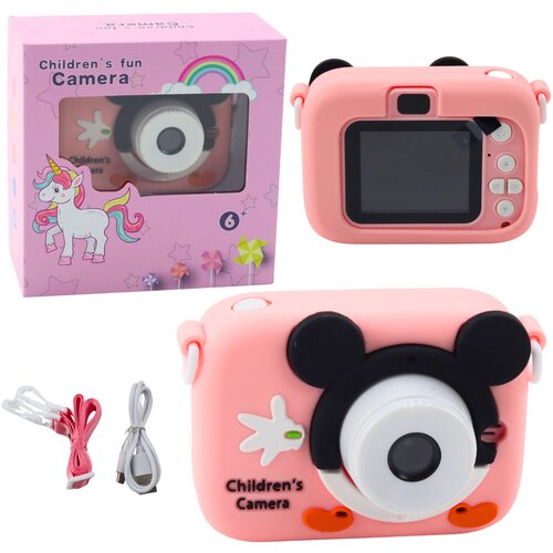 Lean_Toys Digitalni fotoaparat za otroke Mi&amp;scaron;ka roza 48Mpx HD 1080P Slike