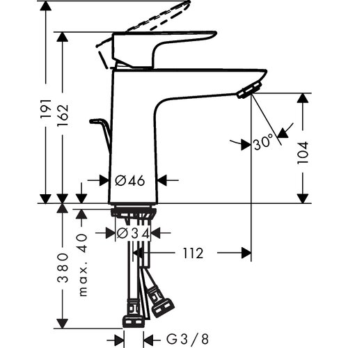 Hansgrohe Talis E slavina za lavabo 110 sa podsklopom crna mat 71710670 Slike
