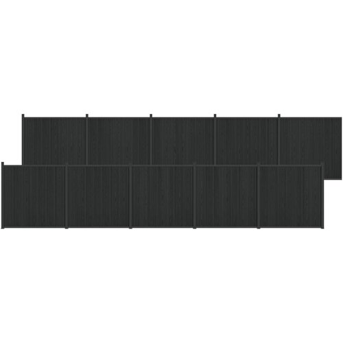 VidaXL Panel ograde 10 kom. 1755 x 186 5 cm WPC i aluminij Crna - Crna 1737 x 186 cm Slike