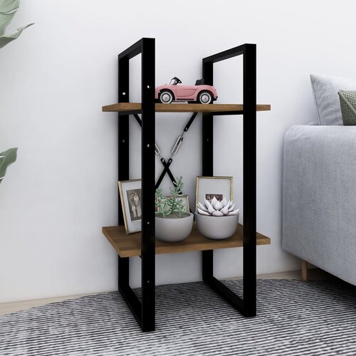 VidaXL Knjižna omara 2-nadstropna rjav hrast 40x30x70 cm konstr. les Slike