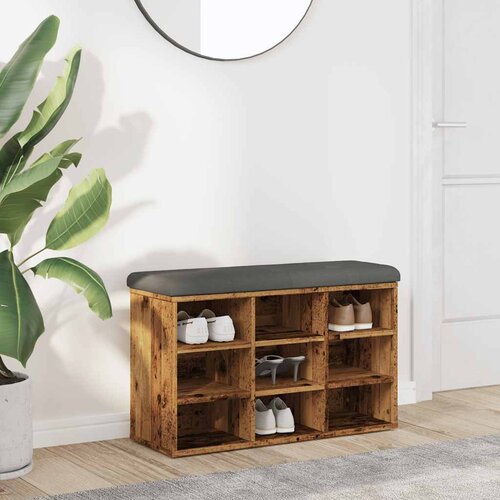 VidaXL Klupa za cipele staro drvo 82x32x50 cm konstruirano drvo Slike