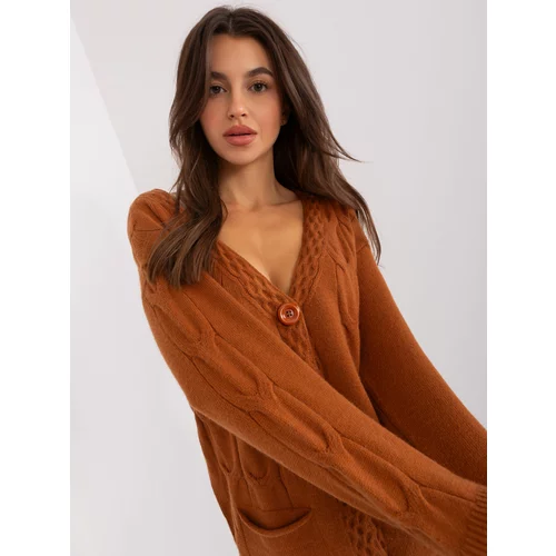 Fashion Hunters Light brown cardigan with pockets