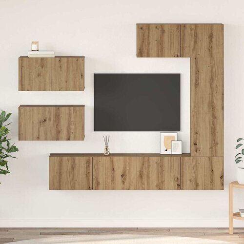 vidaXL Set TV komoda s policom Ostalo s pohranom s vratima Podesiva 6 pcs hrast artisan 30.5 x 30 x 90 cm Cijene