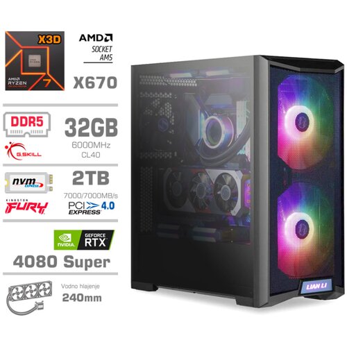 MEGA Računalnik TWR S10 R7-7800X3D/RTX4080 Super/32GB-DDR5/2TB-4.0/1000W/Brez OS/črna RGB, (21218380) Cene