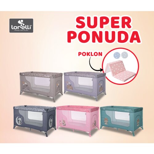 Lorelli prenosivi krevet moonlight 1 nivo + poklon dusek classic 60/120/5CM Slike