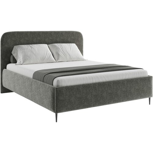 MID.YOU OBLAZINJENA POSTELJA 160 cm x 200 cm , les, tekstil, leseni material antracit Slike