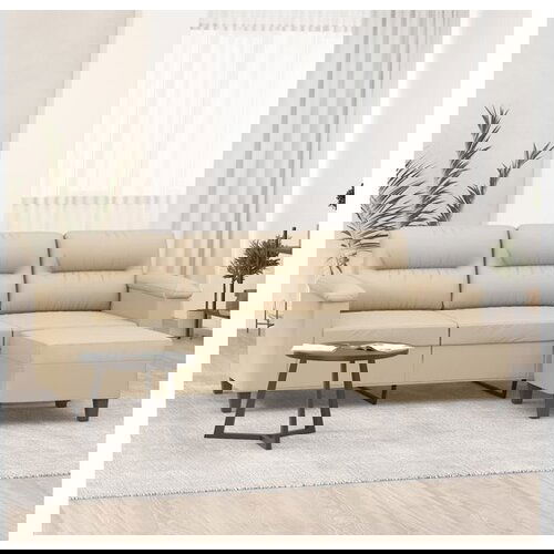 VidaXL Trosjed s tabureom krem 180 cm od mikrovlakana Slike
