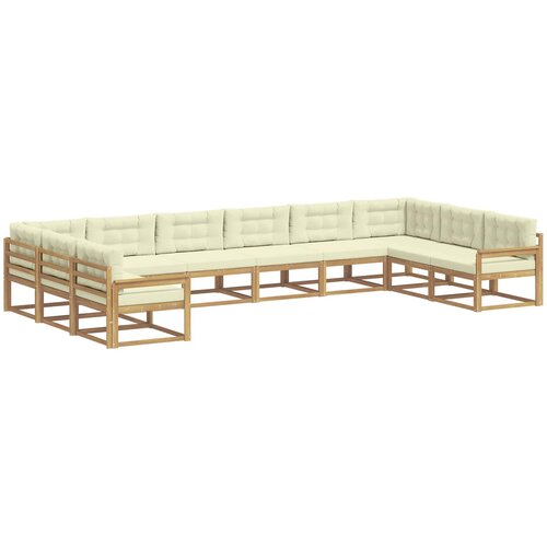 vidaXL Zunanja garnitura za sedenje z blazino 10 pcs Bela in krem, (5000282475) Cene