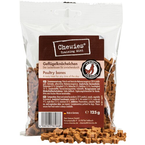 Chewies Mini grickalice za pse u obliku kosti (polumokre) - 4 x 125 g perad Slike
