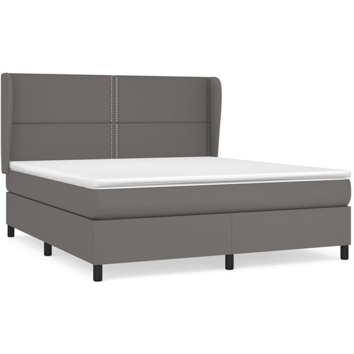 Maison Chic Box spring postelja - Vzmetna postelja z vzmetnico siva 180x200 cm umetno usnje SL8465, (21907552) Cene
