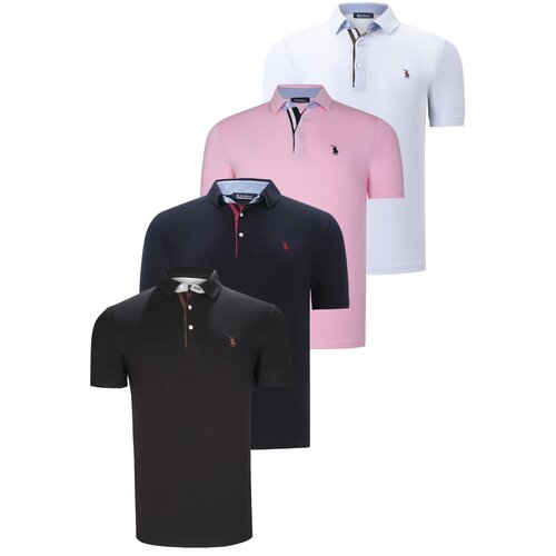 Dewberry QUAD SET T8582 MENS T-SHIRT-BLACK-WHITE-NAVY BLUE-PINK Cijene