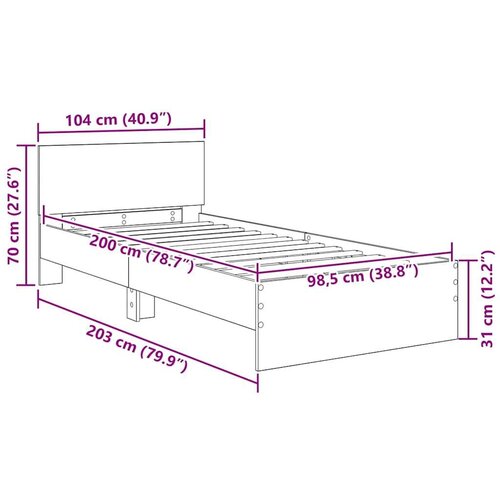 VidaXL Krevetna konstrukcija Staro drvo 100 x 200 cm Konstruirano drvo Slike