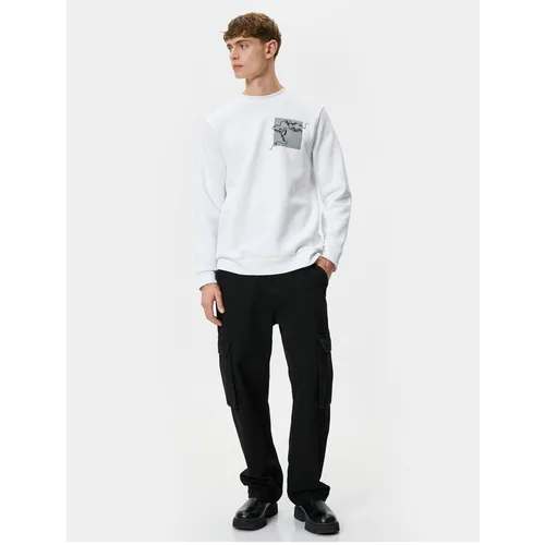 Koton Crew Neck Sweatshirt Abstract Printed Long Sleeve Ribbed